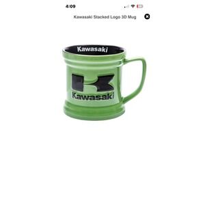 Kawasaki Stacked Logo 3D Mug GreenBlack Ceramic Motorcycle Racing Coffee Cup